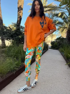 Never Fully Dressed Orange Embroidered Sweatshirt