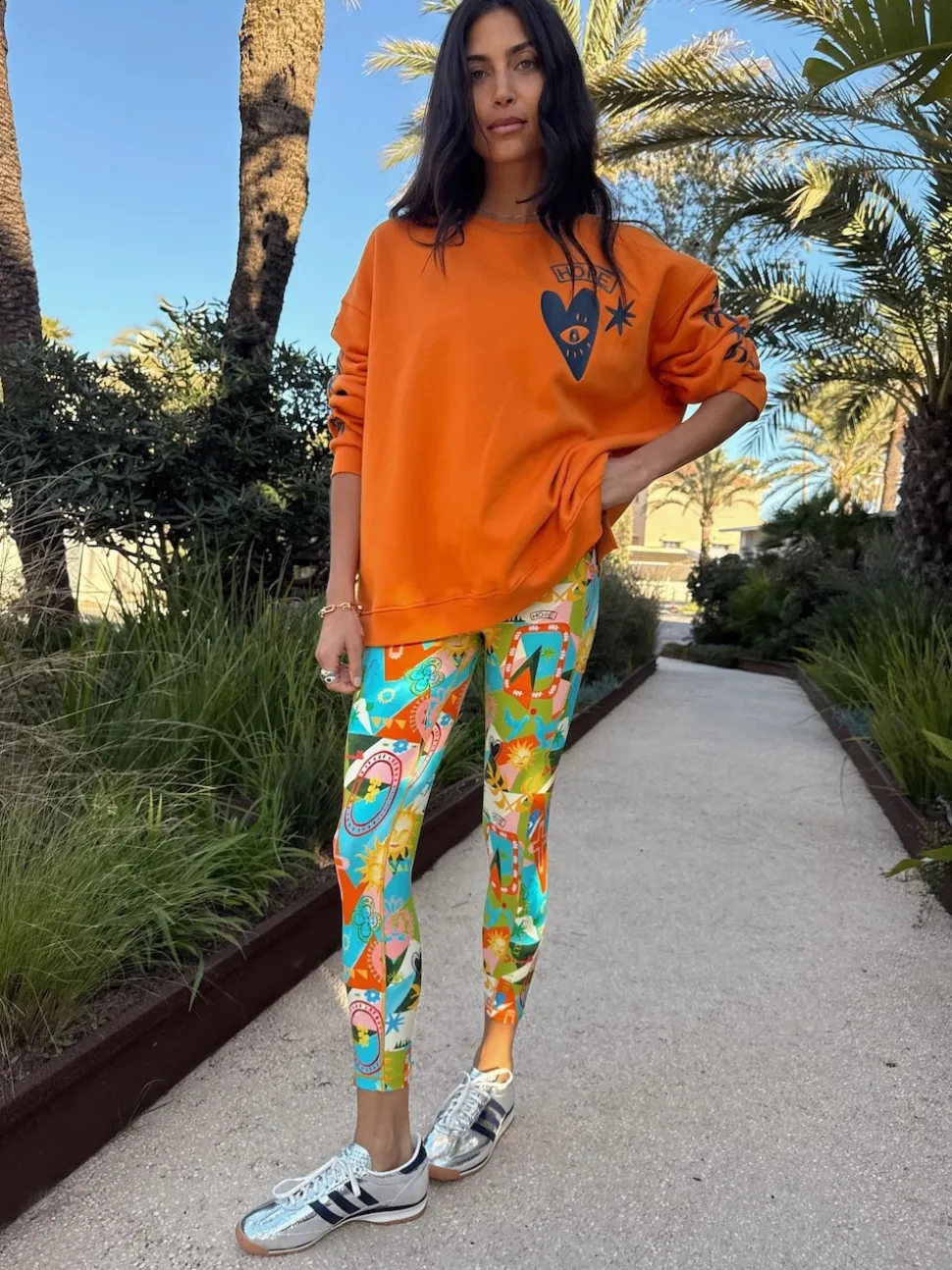 Never Fully Dressed Orange Embroidered Sweatshirt