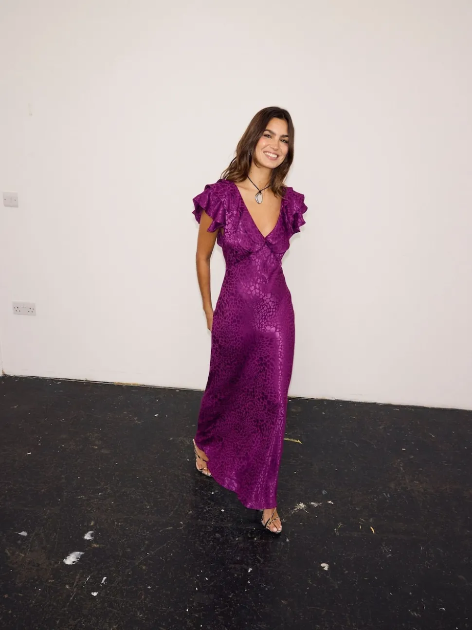 Never Fully Dressed Purple Viscose Jacquard Tilda Dress