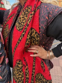 Never Fully Dressed Red Animal Bow Blanket Scarf