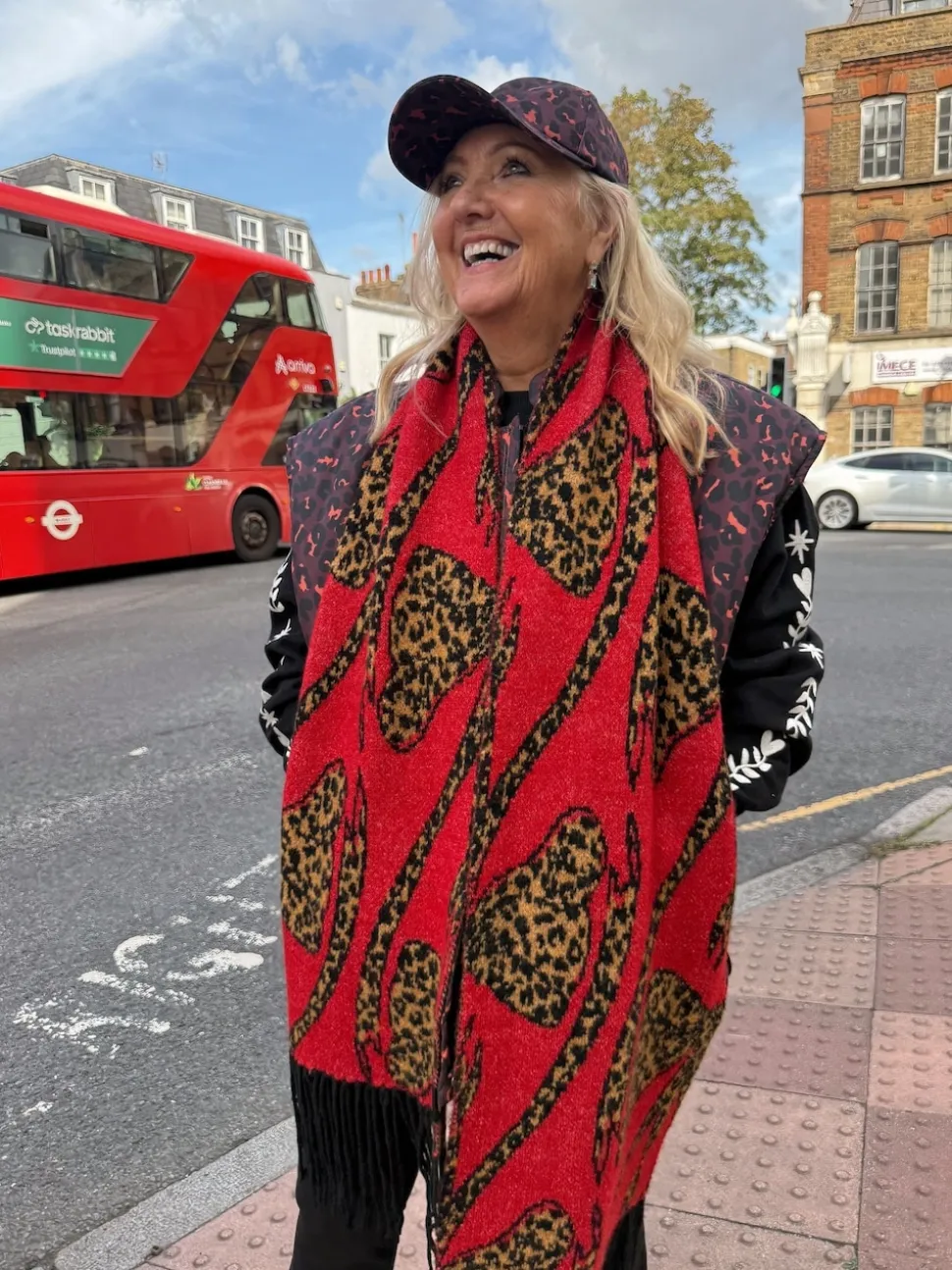 Never Fully Dressed Red Animal Bow Blanket Scarf