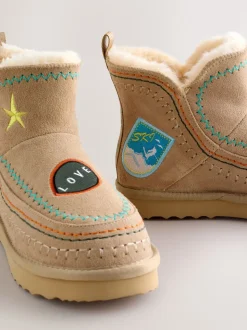 Never Fully Dressed Stone Embroidery Suede Leather Boots