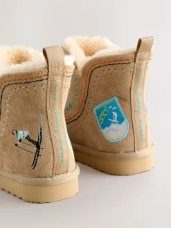 Never Fully Dressed Stone Embroidery Suede Leather Boots