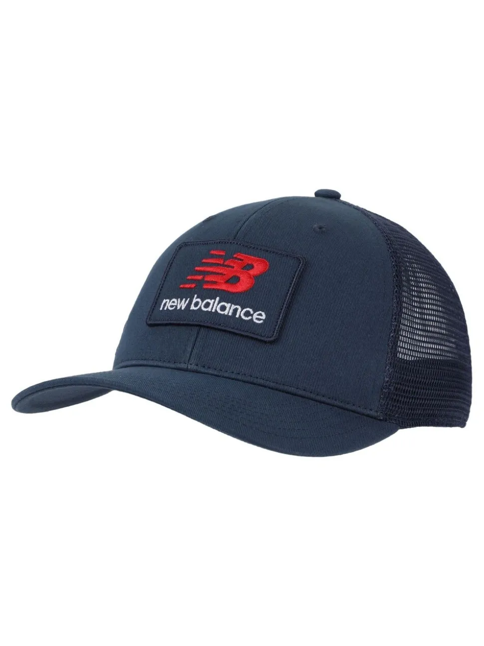New Balance Blue Stacked Patch Logo Trucker 100% Cotton Hat