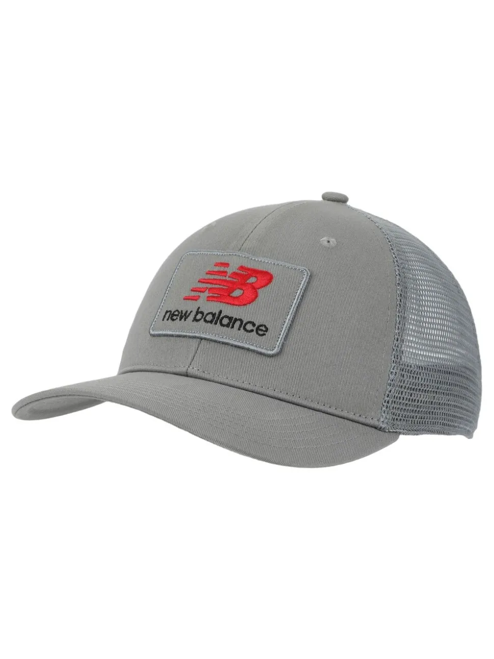 New Balance Grey Stacked Patch Logo Trucker 100% Cotton Hat