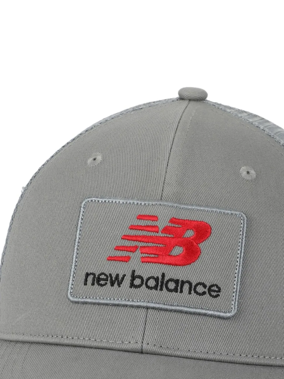 New Balance Grey Stacked Patch Logo Trucker 100% Cotton Hat