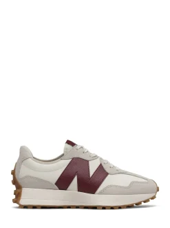 New Balance White/Burgundy 327 Trainers