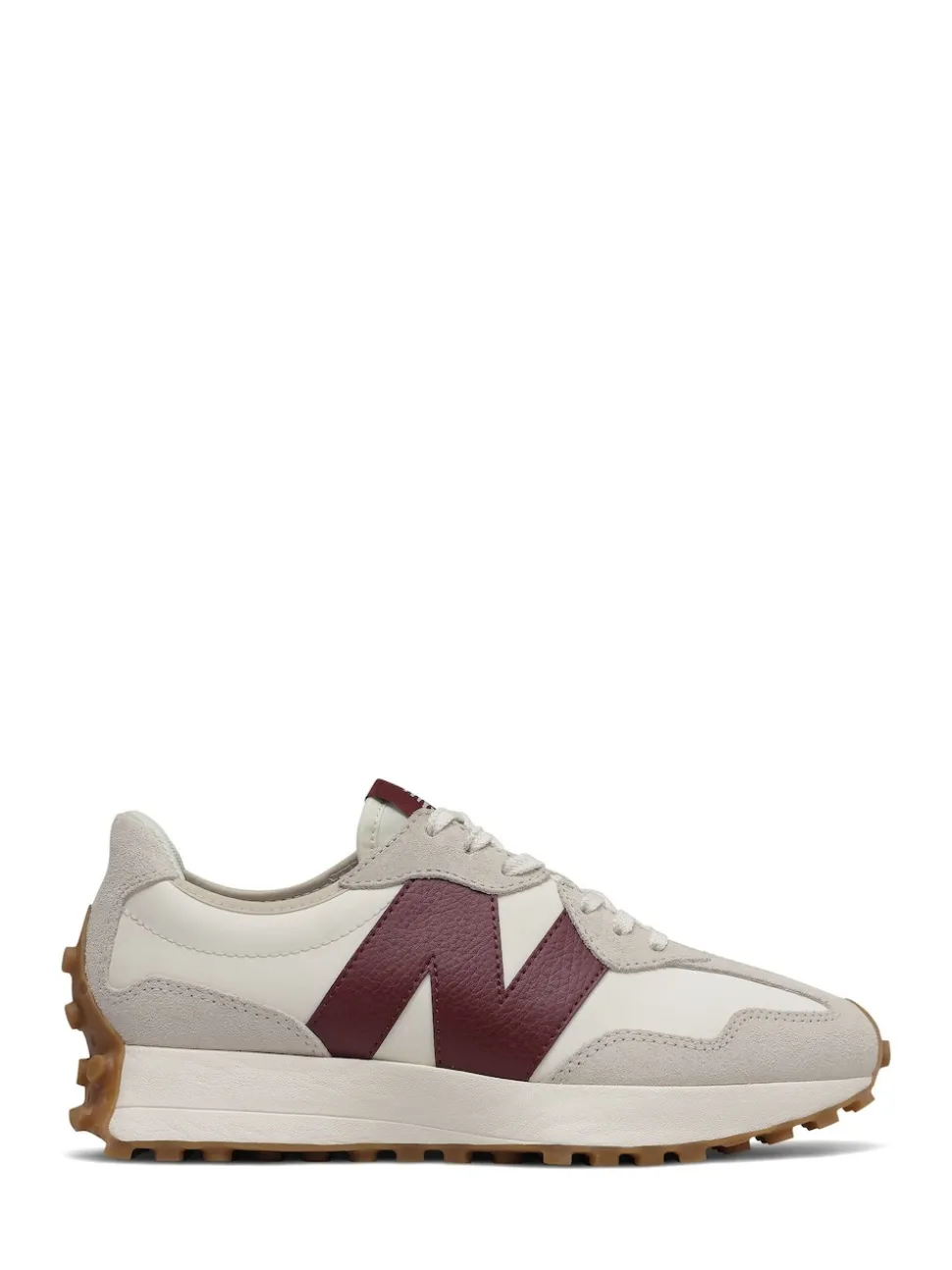 New Balance White/Burgundy 327 Trainers