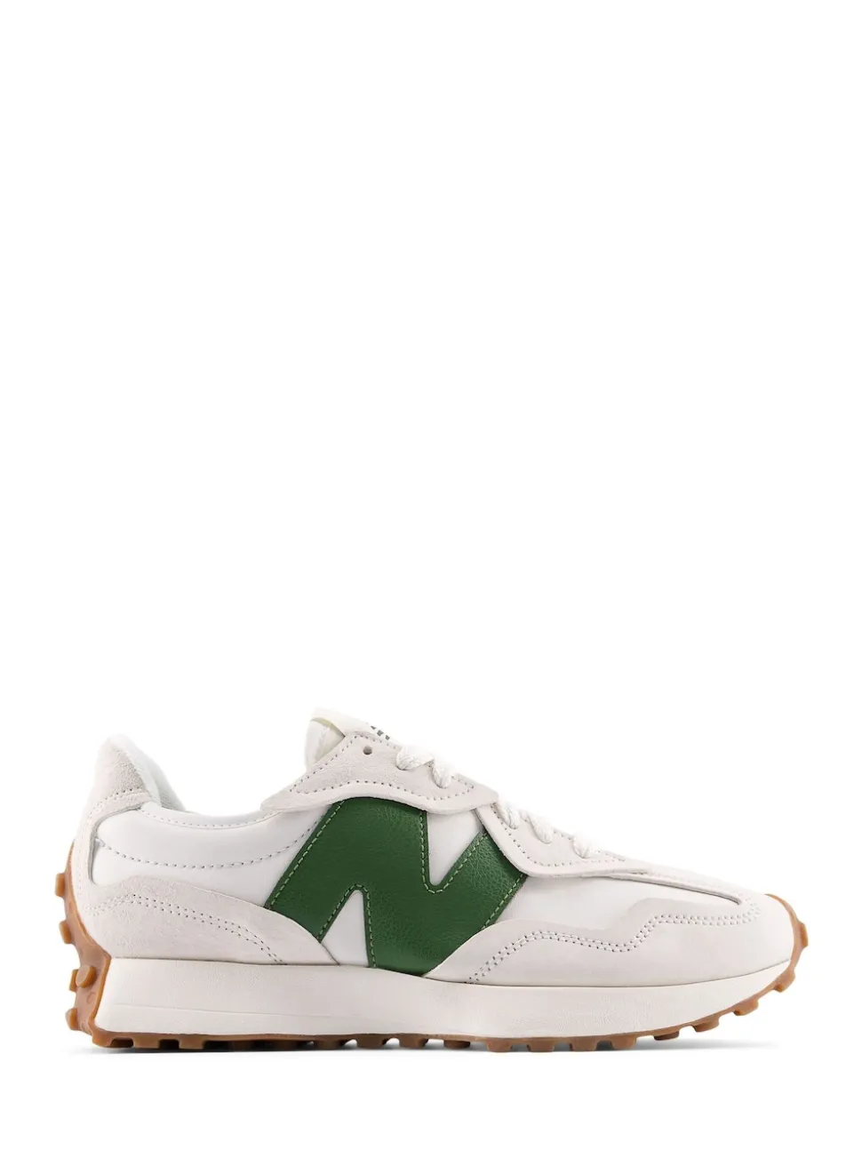New Balance White/Green 327 Trainers
