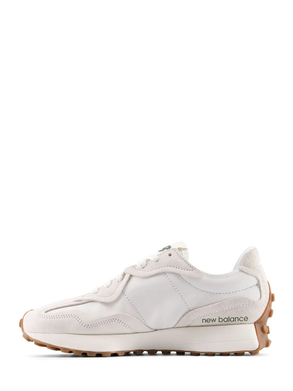 New Balance White/Green 327 Trainers