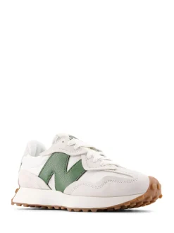 New Balance White/Green 327 Trainers