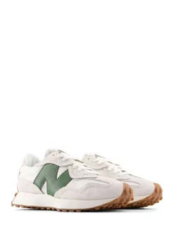 New Balance White/Green 327 Trainers