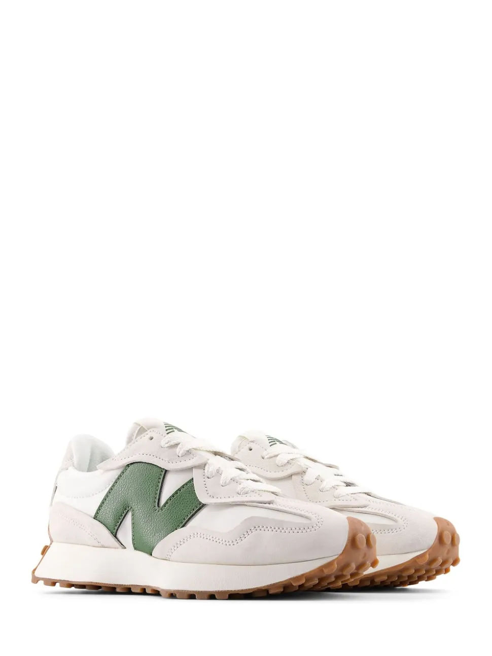 New Balance White/Green 327 Trainers