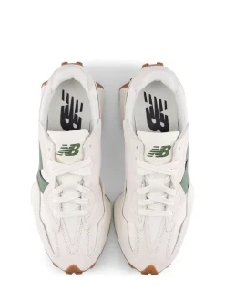 New Balance White/Green 327 Trainers