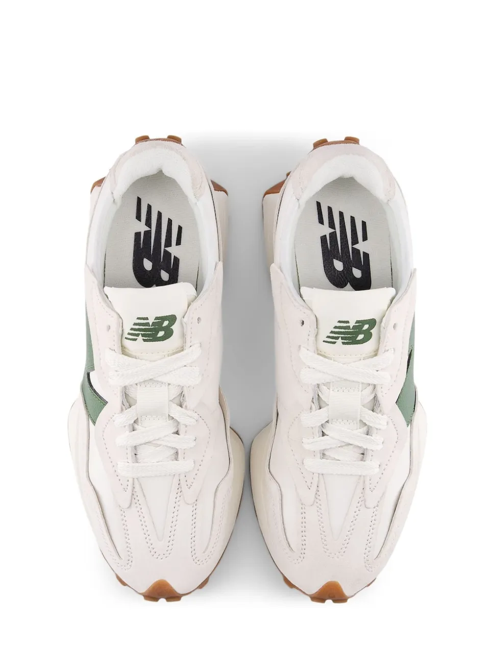 New Balance White/Green 327 Trainers