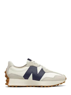 New Balance White/Navy Blue 327 Trainers