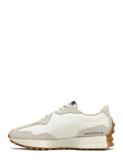 New Balance White/Navy Blue 327 Trainers