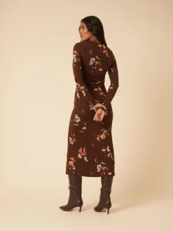 Nobodys Child Brown Long Sleeve Laurella Midi Dress