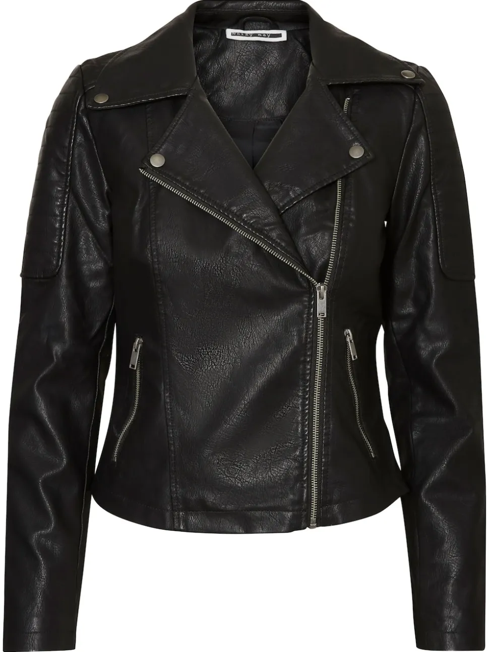NOISY MAY Black 100% Cotton Leather Look Biker Jacket