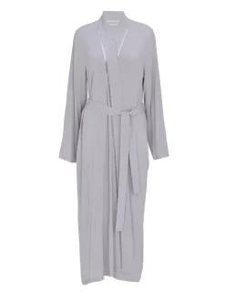 Nora Rose Grey Jersey Lace Insert Long Sleeve Dressing Gown