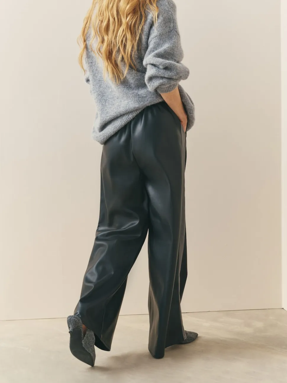 Nothing Ordinary Black Faux Leather Side Stripe Trousers