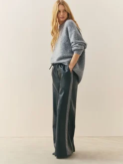Nothing Ordinary Black Faux Leather Side Stripe Trousers