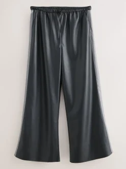 Nothing Ordinary Black Faux Leather Side Stripe Trousers