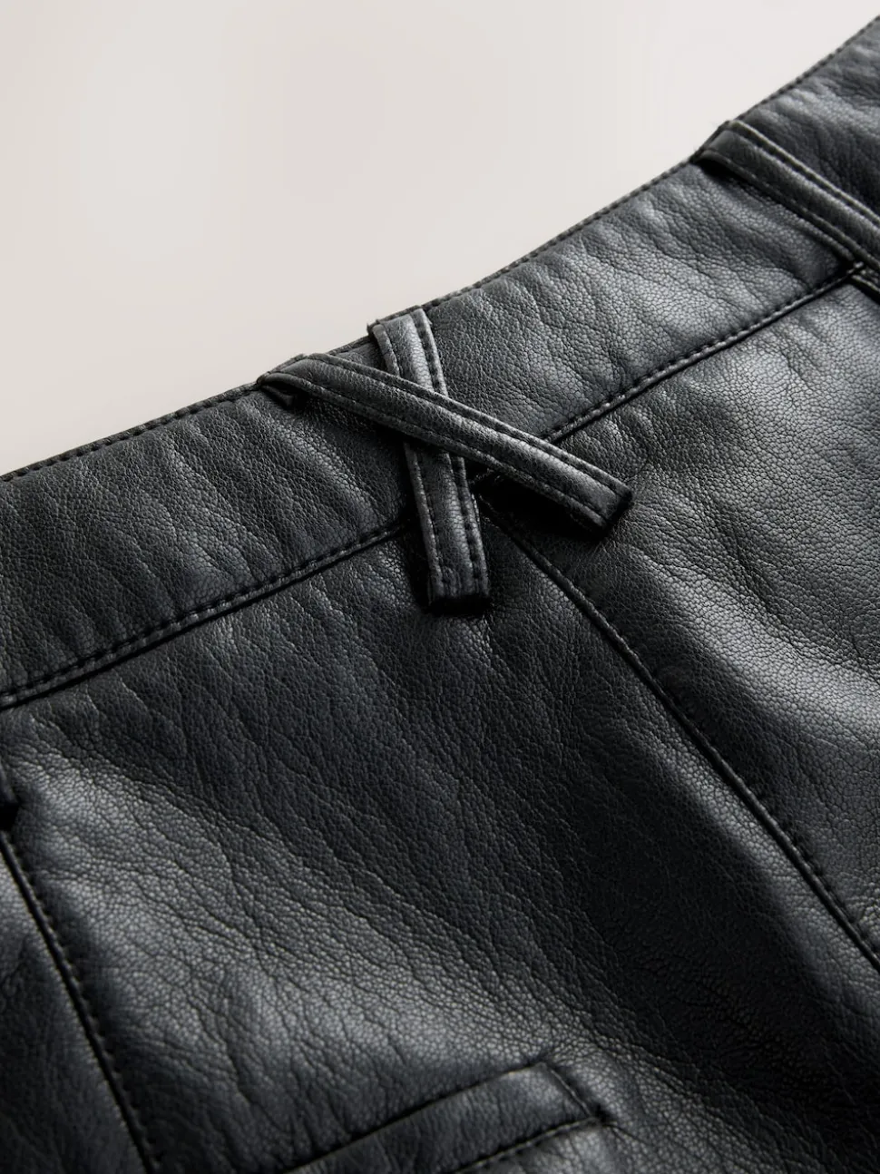 Nothing Ordinary Black Faux Leather Barrel Leg Trousers