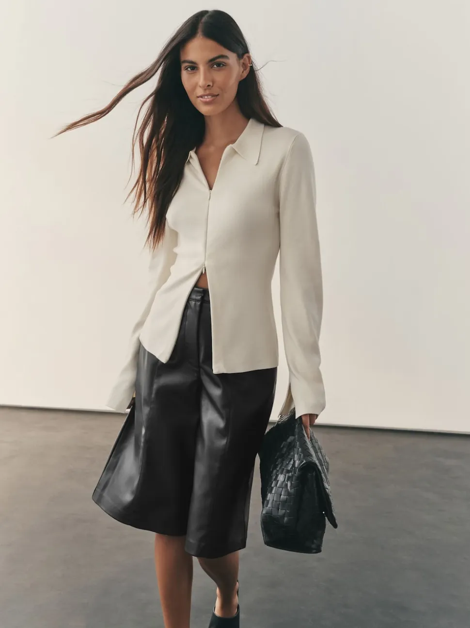 Nothing Ordinary Black Faux Leather Knee Length Bermuda Shorts