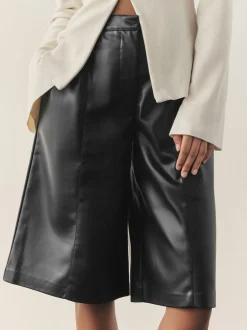 Nothing Ordinary Black Faux Leather Knee Length Bermuda Shorts