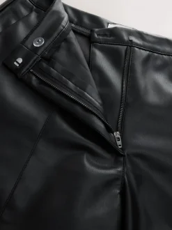Nothing Ordinary Black Faux Leather Knee Length Bermuda Shorts