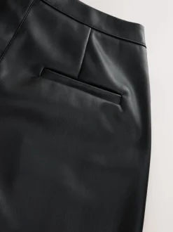 Nothing Ordinary Black Faux Leather Knee Length Bermuda Shorts