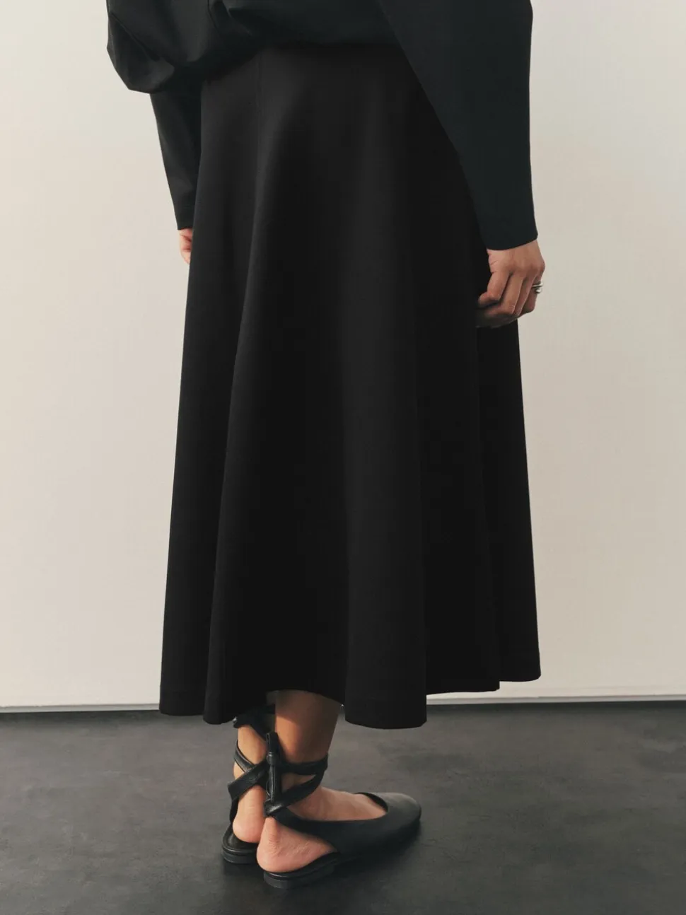 Nothing Ordinary Black Luxe A-Line Midi Skirt