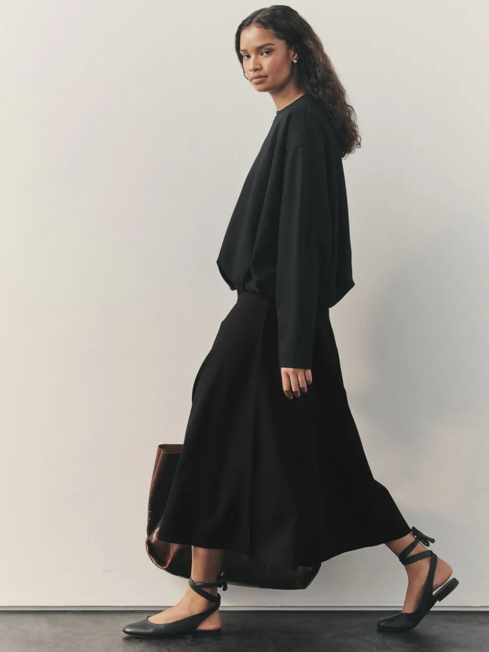 Nothing Ordinary Black Luxe A-Line Midi Skirt