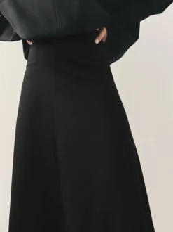 Nothing Ordinary Black Luxe A-Line Midi Skirt