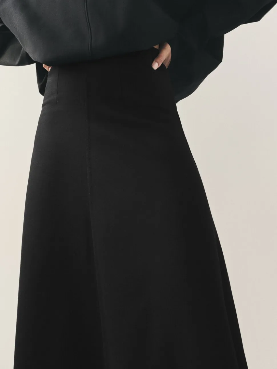Nothing Ordinary Black Luxe A-Line Midi Skirt
