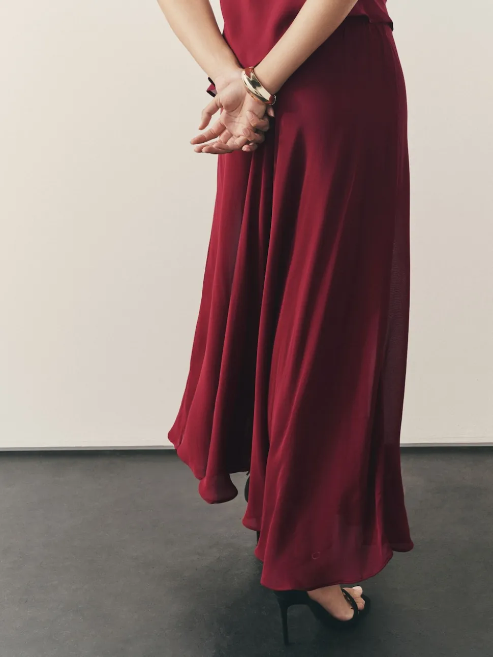 Nothing Ordinary Burgundy Red Check Godet Midi Skirt