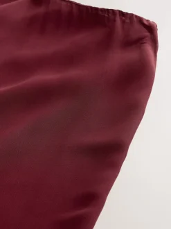 Nothing Ordinary Burgundy Red Check Godet Midi Skirt