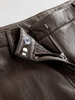 Nothing Ordinary Chocolate Brown Faux Leather Barrel Leg Trousers