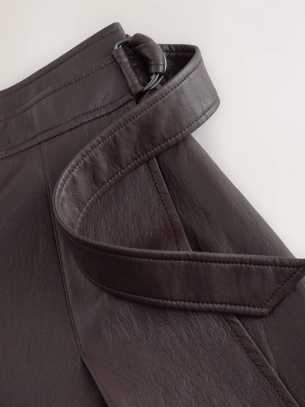 Nothing Ordinary Chocolate Brown Faux Leather Wrap Midi Kilt Skirt