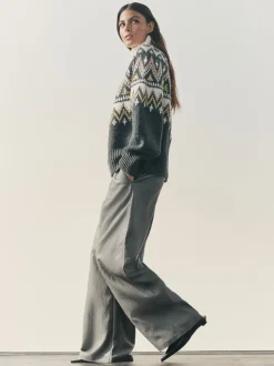 Nothing Ordinary Grey Faux Leather Wide Leg Trousers