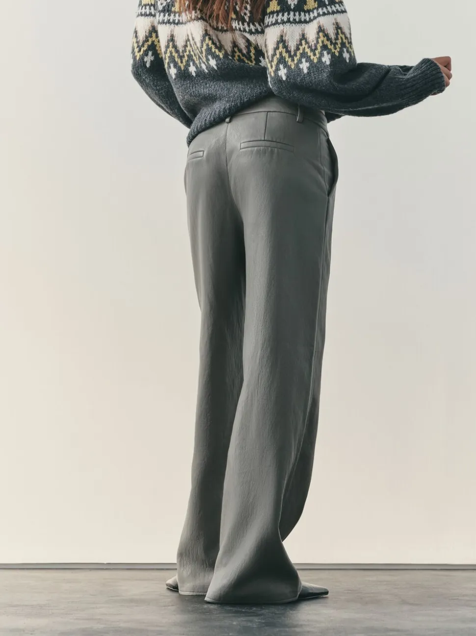 Nothing Ordinary Grey Faux Leather Wide Leg Trousers