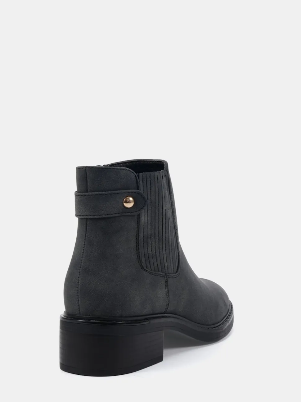 Novo Black Chrome Wide Fit Darlina Flat Chelsea Ankle Boots