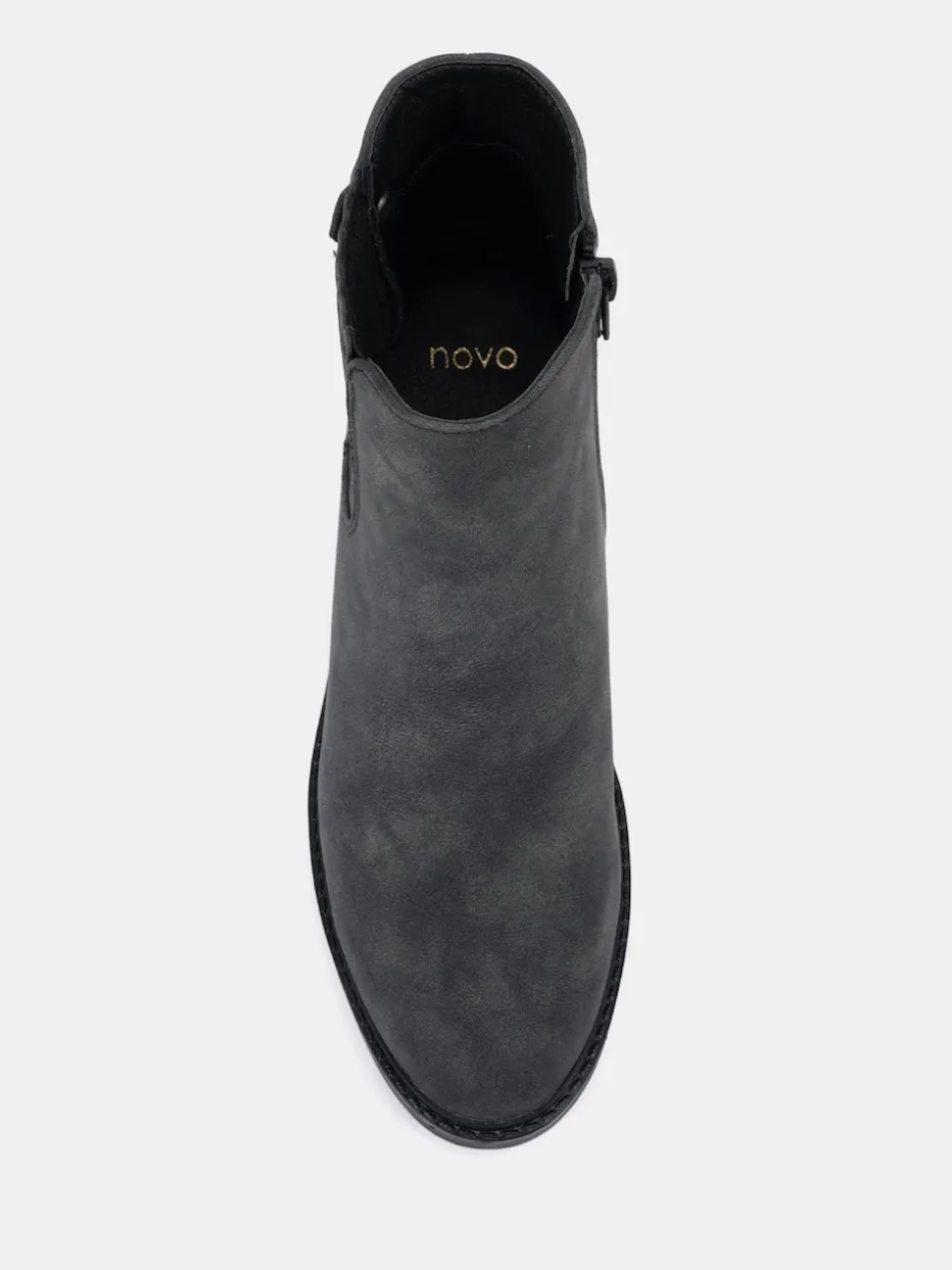 Novo Black Chrome Wide Fit Darlina Flat Chelsea Ankle Boots