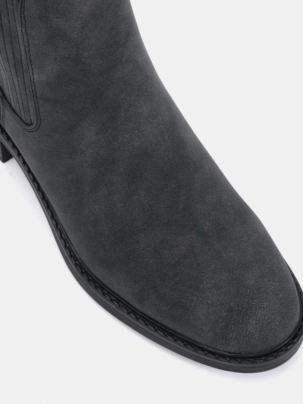 Novo Black Chrome Wide Fit Darlina Flat Chelsea Ankle Boots