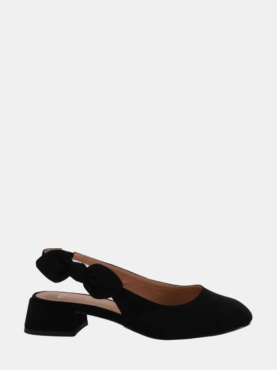 Novo Black Claudia Wide Fit Fit Bow Low Block Slingbacks
