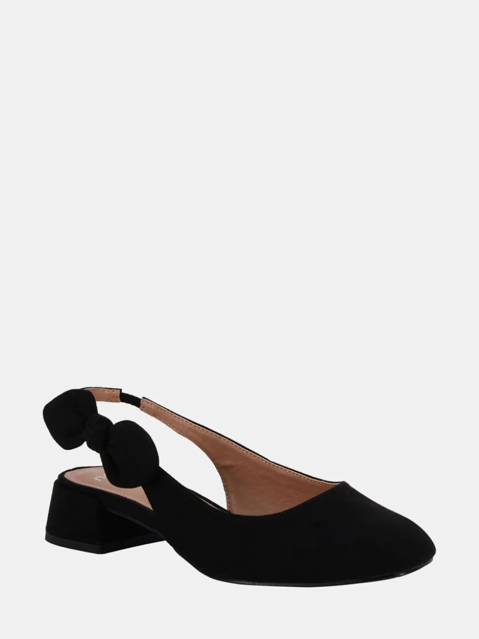 Novo Black Claudia Wide Fit Fit Bow Low Block Slingbacks