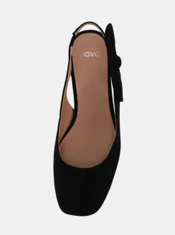 Novo Black Claudia Wide Fit Fit Bow Low Block Slingbacks