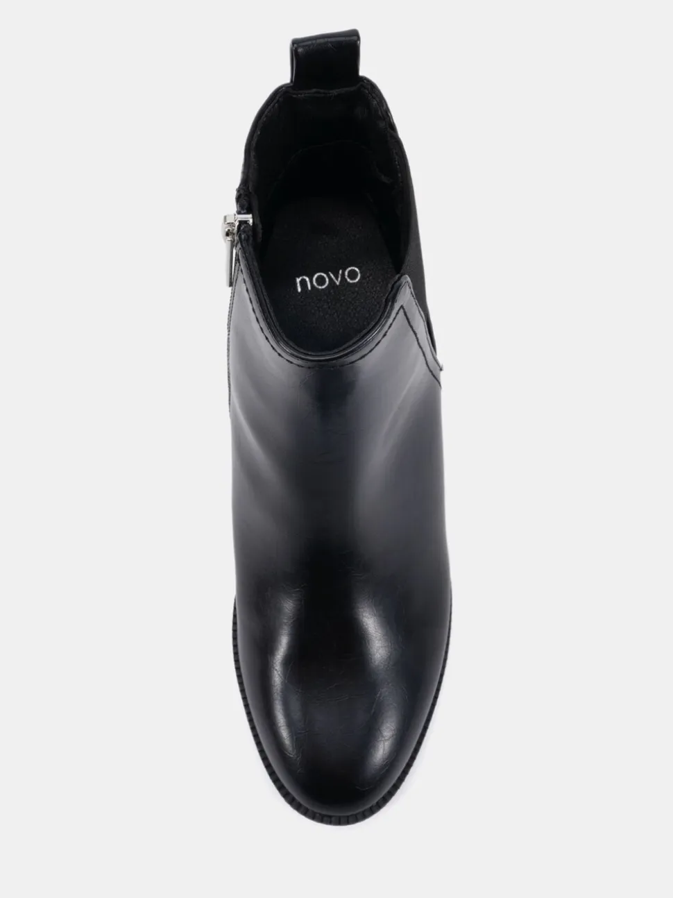 Novo Black Ground Wide Fit Wide Fit Jessie Block Heel V Chelsea Ankle Boots