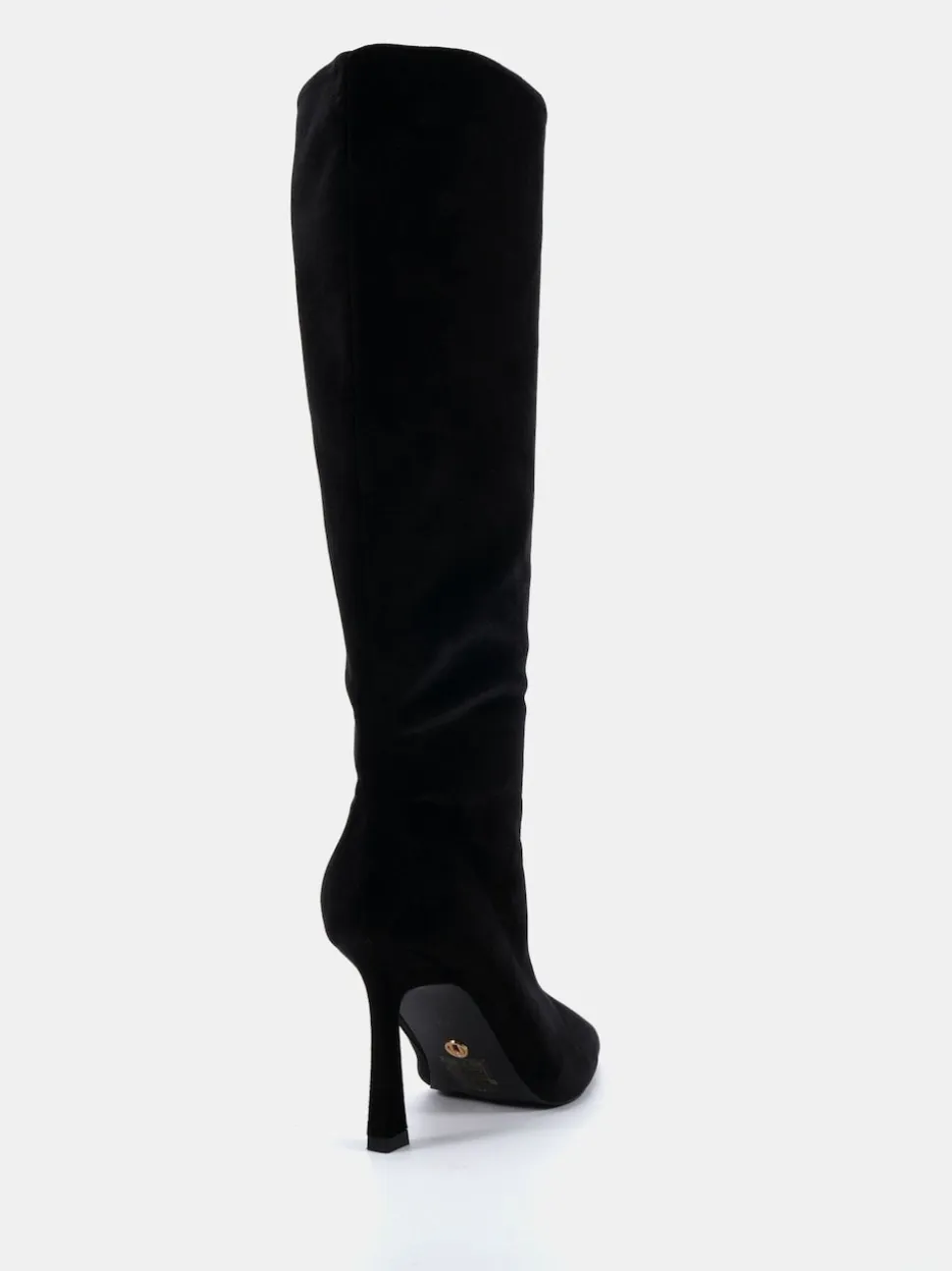 Novo Black Velvet Galaxy Point Toe Stiletto Stretch Knee Boots